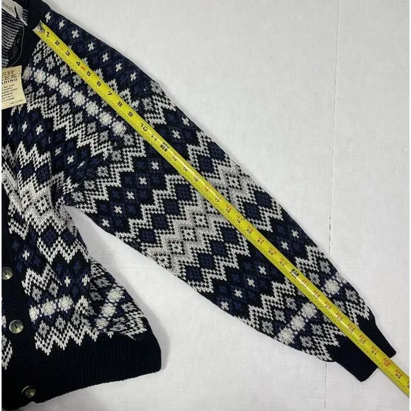 Vtg Ash Creek Men’s Cardigan Sweater L Geometric Grandpacore Dead Stock Preppy